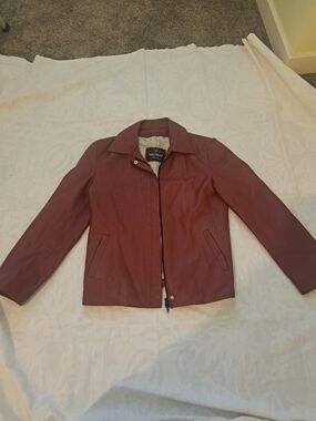 Vera Pelle Women's Maroon Leather Zip Jacket
